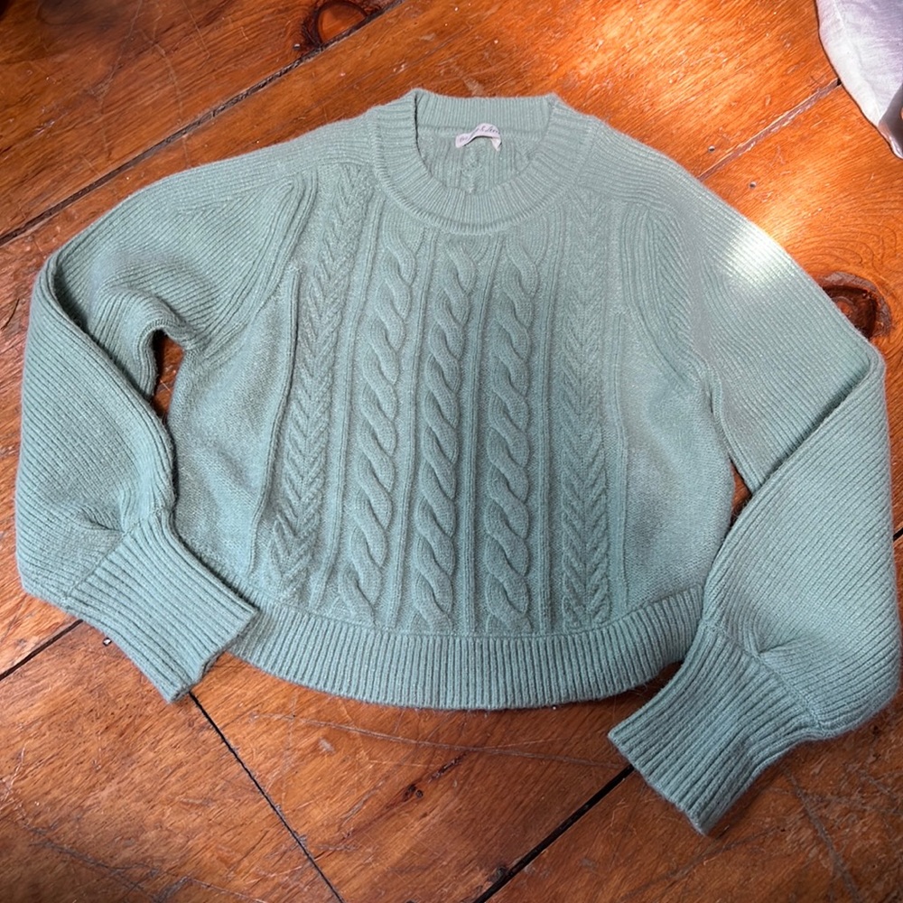 For love and lemons argyle light green/blue cropped sweater.